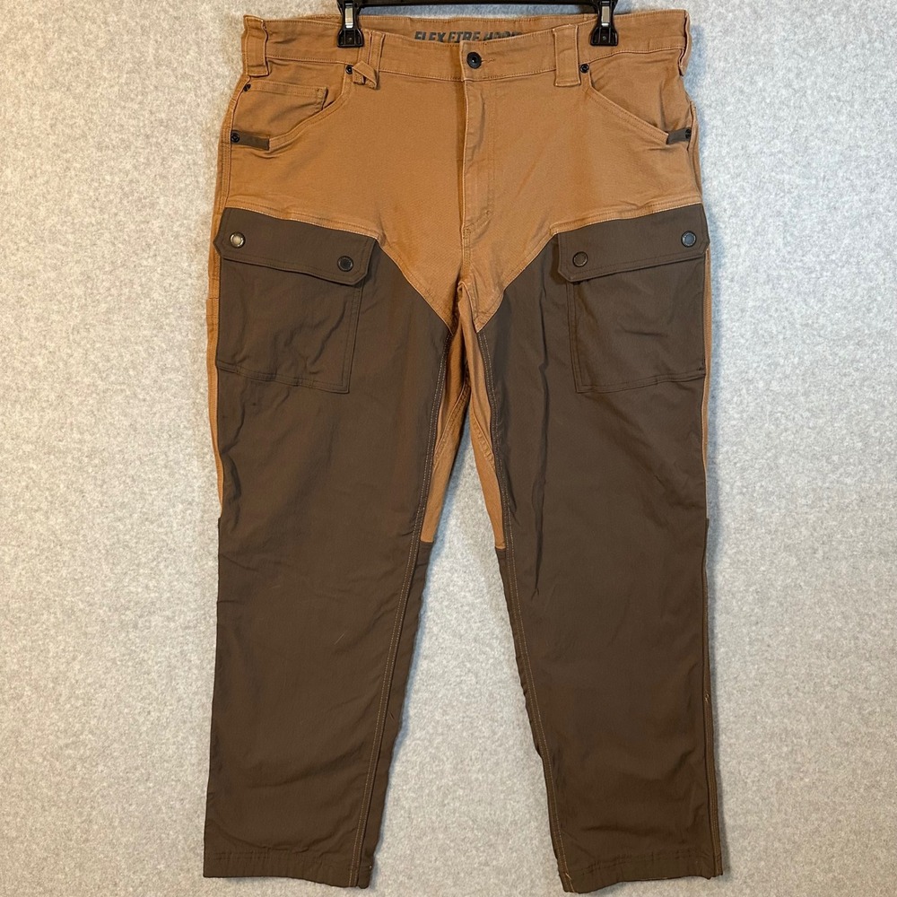 Duluth Trading Co Flex Fire Hose Pants Mens 38x32 Brown Double Knee Workwear